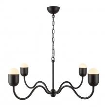  CH558439MBOP - Effie 39-in Matte Black/Opal Glass Socket Chandelier