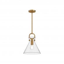  PD412511AGCL - Emerson 11-in Aged Gold/Clear 1 Light Pendant