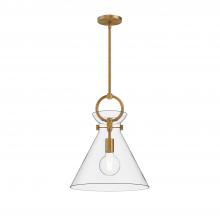  PD412514AGCL - Emerson 14-in Aged Gold/Clear 1 Light Pendant