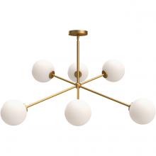 Alora Lighting CH549640AGOP - Cassia 40-in Aged Gold/Opal Matte Glass 6 Lights Chandeliers