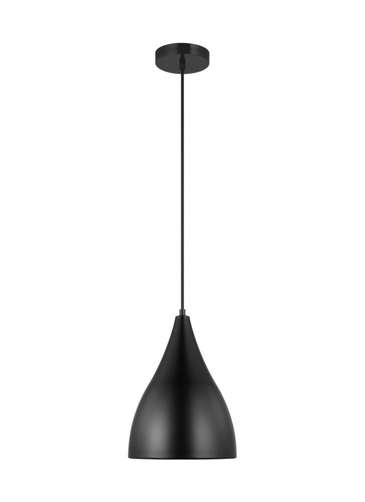Oden modern mid-century 1-light indoor dimmable small pendant in midnight black finish with midnight