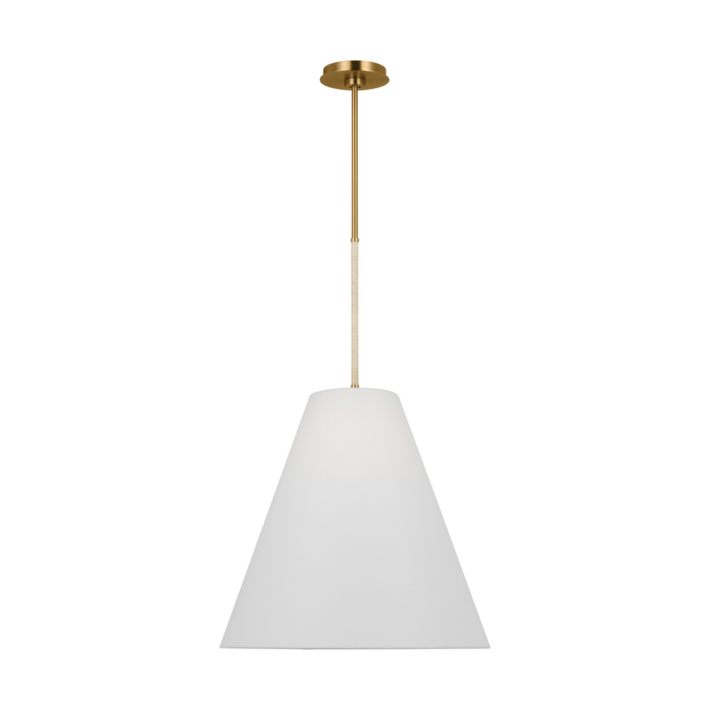 Remy transitional 1-light indoor dimmable large ceiling hanging pendant in burnished brass gold fini