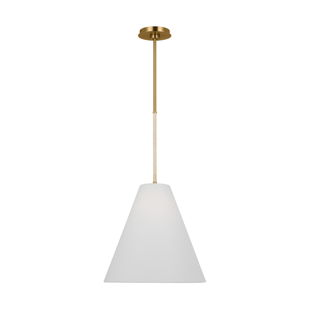 Remy transitional 1-light indoor dimmable medium ceiling hanging pendant in burnished brass gold fin