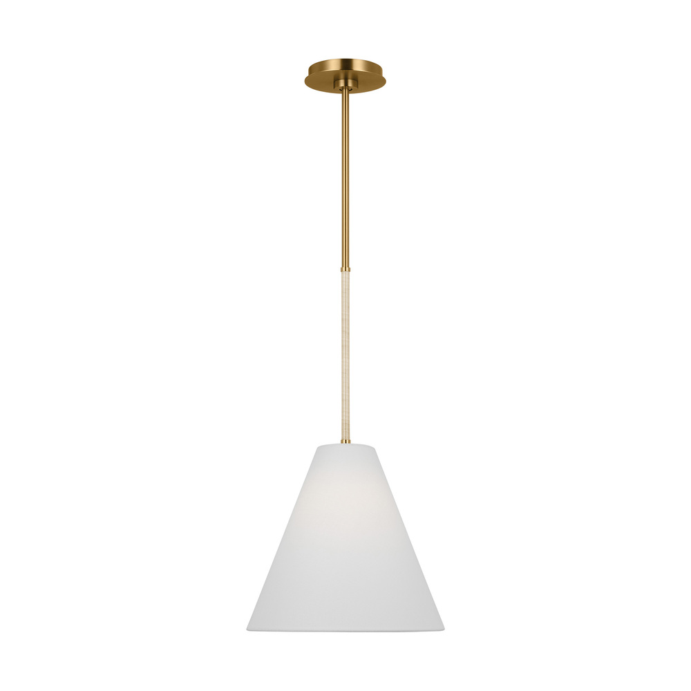 Remy transitional 1-light indoor dimmable small ceiling hanging pendant in burnished brass gold fini
