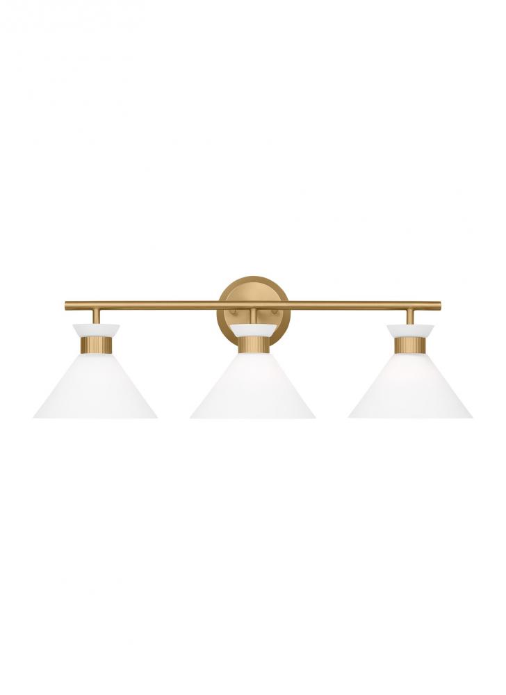 Belcarra Modern 3-Light Bath Vanity Wall Sconce in Satin Brass Gold