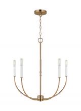 Visual Comfort & Co. Studio Collection 3167105-848 - Greenwich modern farmhouse 5-light indoor dimmable chandelier in satin brass gold finish