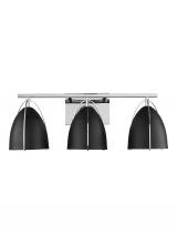Visual Comfort & Co. Studio Collection 4451703EN3-05 - Norman modern 3-light LED indoor dimmable bath vanity wall sconce in chrome silver finish with midni