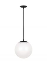 Visual Comfort & Co. Studio Collection 6022EN3-112 - Leo - Hanging Globe 1-Light LED Large Pendant in Midnight Black Finish with Smooth White Glass Shade