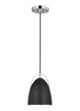 Visual Comfort & Co. Studio Collection 6151701-05 - Norman modern 1-light indoor dimmable mini ceiling hanging single pendant light in chrome silver fin