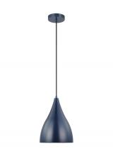 Visual Comfort & Co. Studio Collection 6545301-127 - Oden modern mid-century 1-light indoor dimmable small pendant in navy finish with navy shade