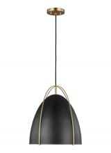 Visual Comfort & Co. Studio Collection 6551701EN3-848 - Norman modern 1-light LED indoor dimmable ceiling hanging single pendant light in satin brass gold f