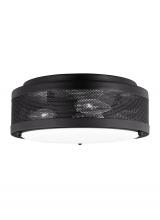 Visual Comfort & Co. Studio Collection 7532003EN-112 - Vander transitional 3-light LED indoor/outdoor dimmable medium ceiling flush mount in midnight black