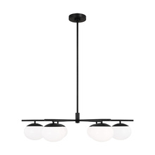 Visual Comfort & Co. Studio Collection EC1246AI - Lune modern large indoor dimmable 6-light chandelier in an aged iron finish and milk white glass sha