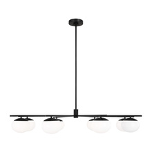 Visual Comfort & Co. Studio Collection EC1258AI - Lune modern extra large indoor dimmable eight light chandelier in an aged iron finish and milk white