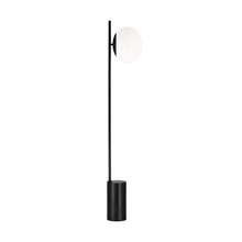 Visual Comfort & Co. Studio Collection ET1361AI1 - Lune mid-century indoor dimmable 1-light floor lamp in an aged iron finish with a milk white glass s