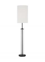 Visual Comfort & Co. Studio Collection ET1481AI1 - Leigh transitional 1-light LED medium floor lamp in aged iron grey finish with white linen fabric sh
