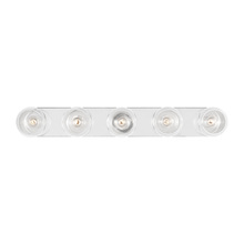 Visual Comfort & Co. Studio Collection KSV1035PNGW - Monroe contemporary indoor dimmable 5-light vanity in a polished nickel finish with clear glass shad