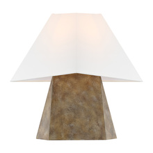Visual Comfort & Co. Studio Collection KT1361ADB1 - Herrero modern 1-light LED medium table lamp in antique gild rustic gold finish with white linen fab