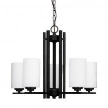 Russell Lighting 129-615/BLK - Iris - Chandelier in Black with Opal Glass