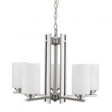 Russell Lighting 129-715/BCH - Iris - Chandelier in Brushed Chrome with Opal Glass