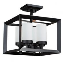Russell Lighting 310-612/BLK - Heartland - 4 Light Semi-flush in Black with Opal Glass