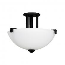 Russell Lighting 329-614/BLK - Iris - Semi-Flush in Black with Opal Glass