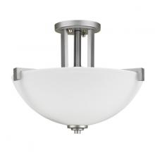 Russell Lighting 329-714/BCH - Iris - Semi-Flush in Brushed Chrome with Opal Glass