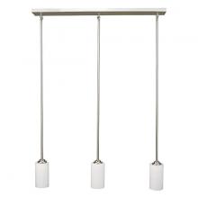 Russell Lighting 429-713/ST/BCH - Iris - 3 Pendants on a Linear Bar in Brushed Chrom with Opal Glass