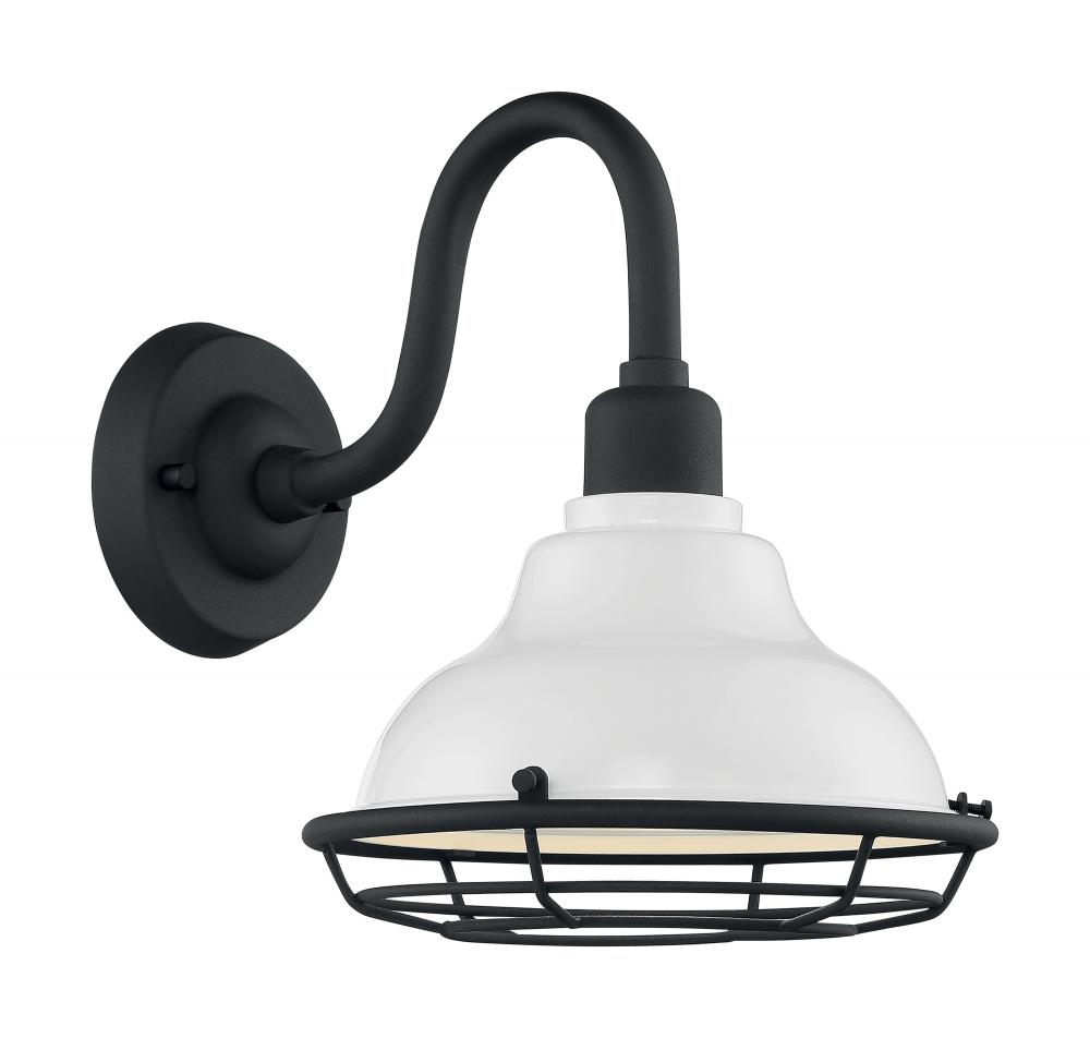 Newbridge - 1 Light Sconce with- Gloss White and Textured Black Finish