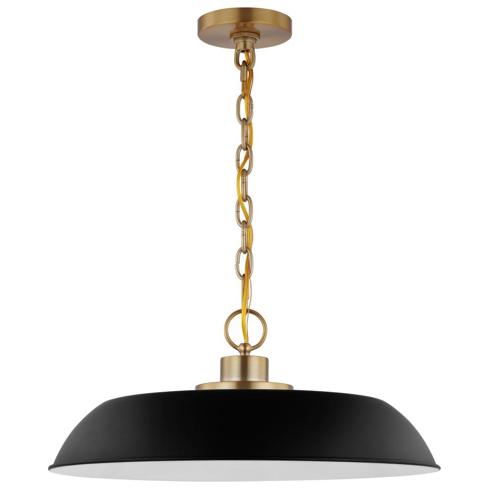 Colony; 1 Light; Medium Pendant; Matte Black with Burnished Brass