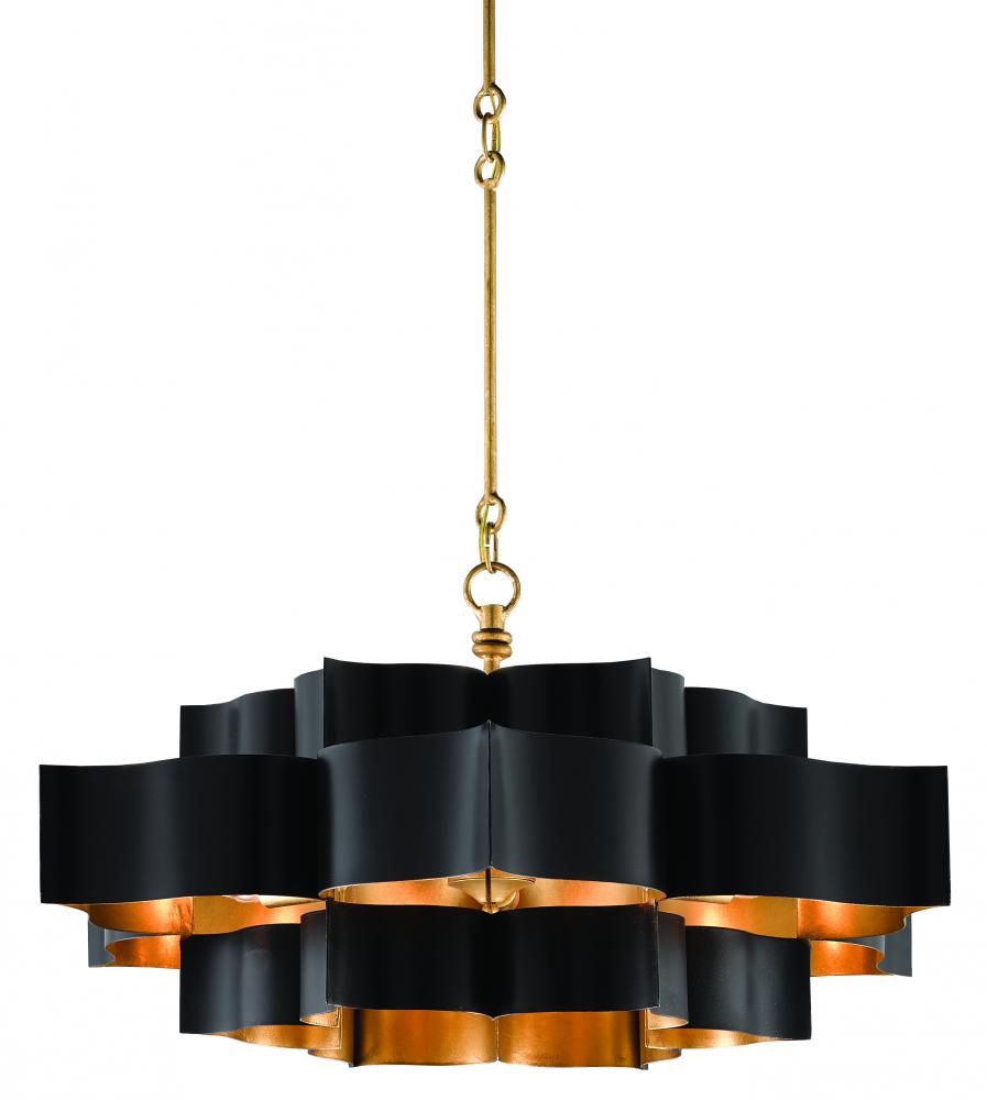 Grand Lotus Large Black Chandelier