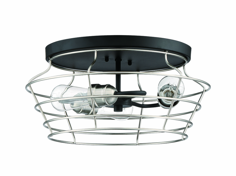 Thatcher 3 Light Flushmount in Flat Black/Brushed Polished Nickel