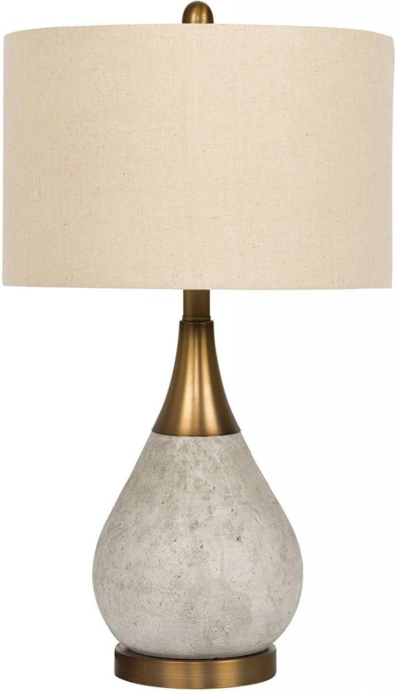 1 Light Concrete/Metal Base Table Lamp in Natural Concrete/Antique Brass