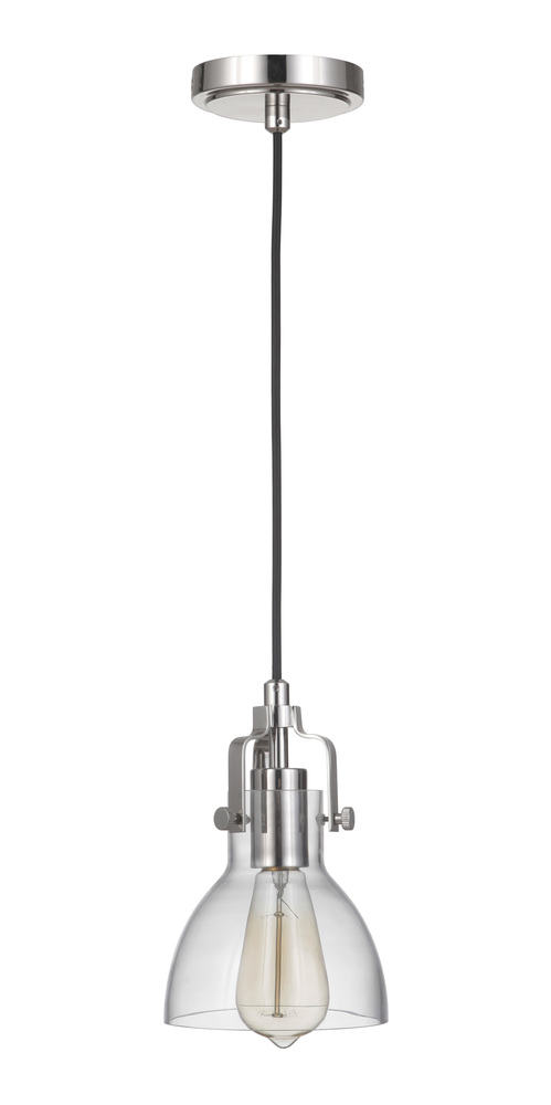 State House 1 Light Clear Dome Mini Pendant in Polished Nickel