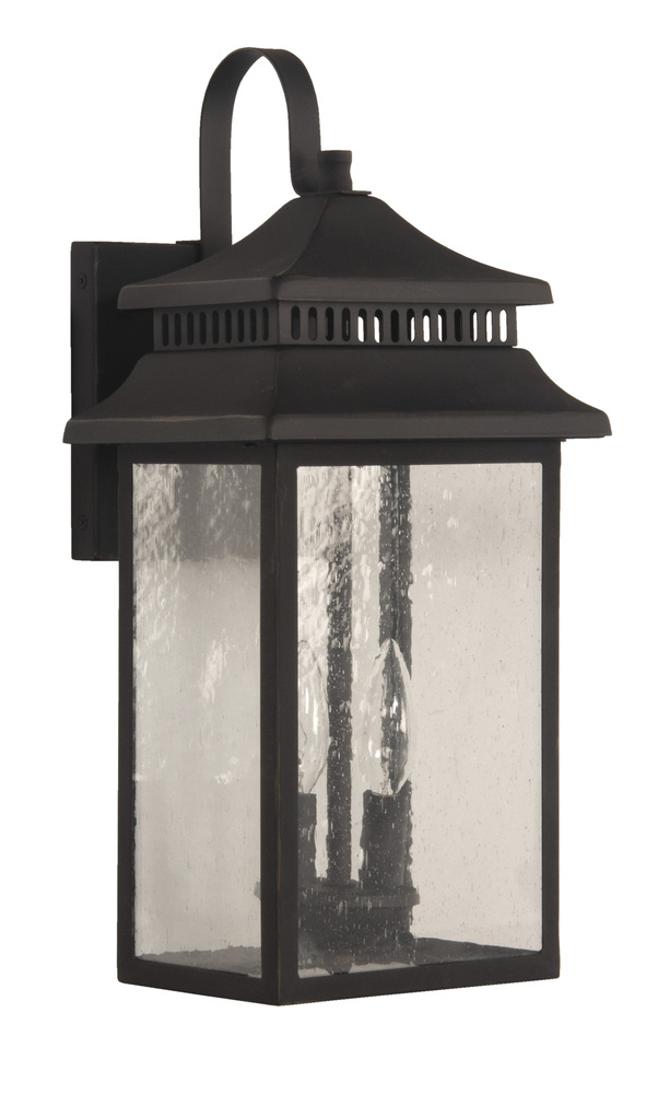 Crossbend 2 Light Medium Outdoor Wall Lantern in Dark Bronze Gilded