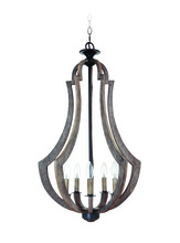  35135-WP - Winton 5 Light Foyer in Weathered Pine/Bronze