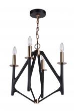  55534-FBSB - The Reserve 4 Light Chandelier in Flat Black/Satin Brass