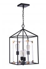  P986FBSB4 - Aaron 4 Light Acrylic Pendant in Flat Black/Satin Brass